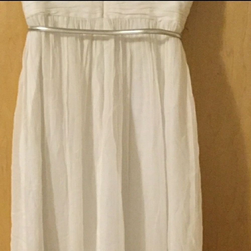 New Donna Morgan Silk Strapless Silver Belt - Picture 2 of 5